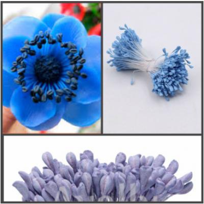 Тычинки для цветов 440 шт матовые с ложбинкой Голубой