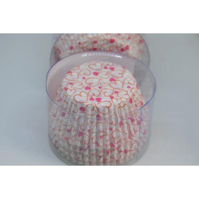 Капсулы бумажные для кексов Розовые сердечки 100 шт