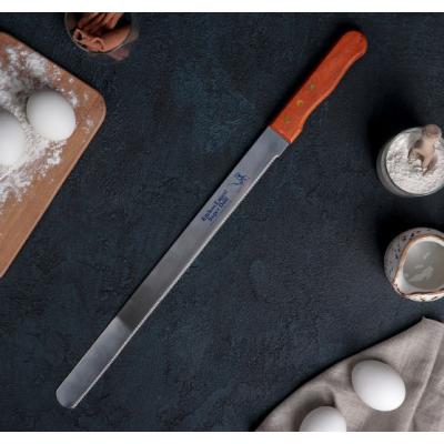 Нож для бисквита с мелкими зубцам 48 см деревянная ручка