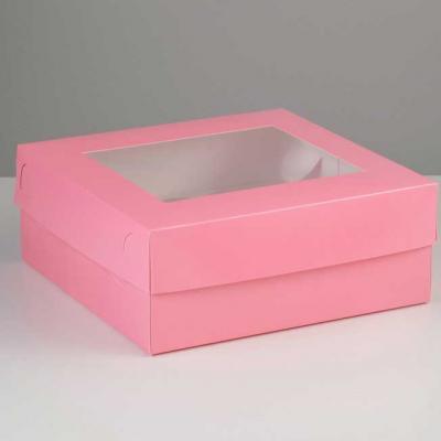 Упаковка для капкейков розовая 25 х 25 х 10 см на 9 шт