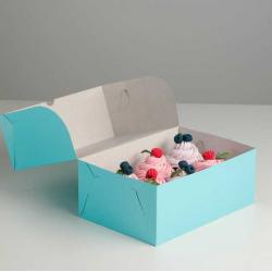 Упаковка для капкейков на 6 шт голубая 25х17х10 см