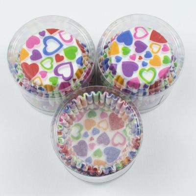 Капсулы бумажные для кексов Разноцветные сердечки 100 шт