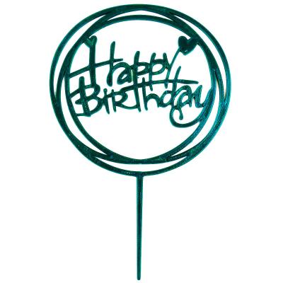 Топпер Happy Birthday круг зелёный