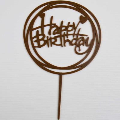 Топпер Happy Birthday круг коричневый