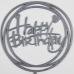 Топпер Happy Birthday круг серый