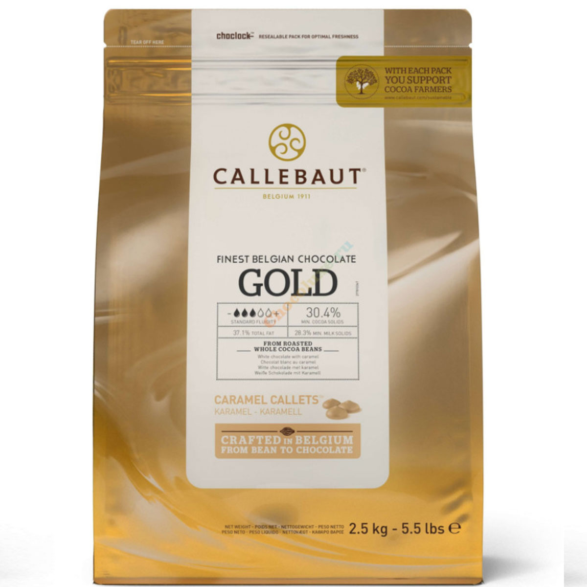 Шоколад со вкусом карамели 30,4 % Callebaut Gold 2,5 кг
