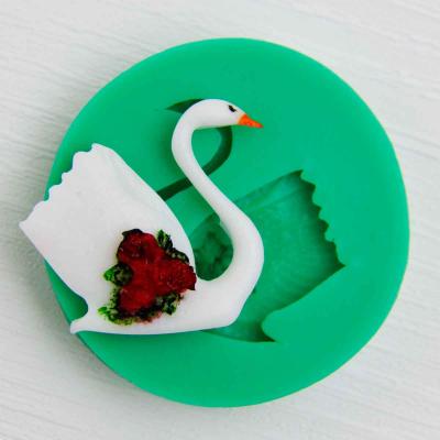 Силиконовый молд Лебедь с розами