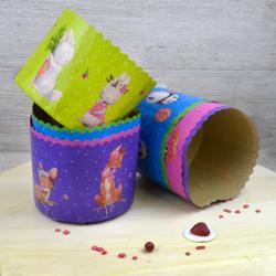 Бумажная форма для кулича 10 шт Зверята Д-110