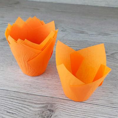 Капсулы бумажные для кондитерских изделий 10 шт Тюльпан Оранжевые
