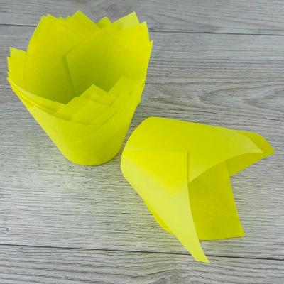 Капсулы бумажные для кондитерских изделий 10 шт Тюльпан Желтые