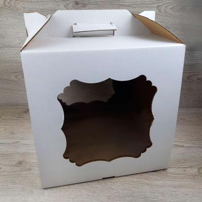 Коробка для торта 30х30х30 см с окном и ручками