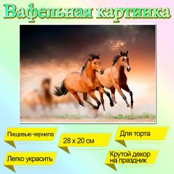 Съедобная картинка на торт Табун лошадей