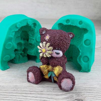 Молд 3D Мишка с цветком