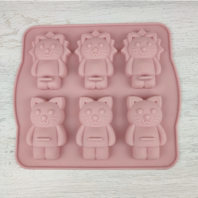Силиконовая форма для выпечки и шоколада Львята и котята 6 ячеек