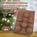 Силиконовая форма для выпечки и десертов Новогодние игрушки 6 ячеек