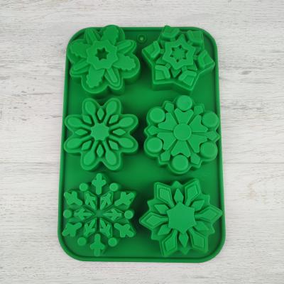 Силиконовая форма для выпечки Новогодние снежинки 6 ячеек