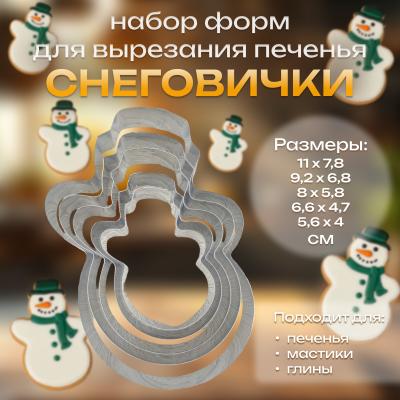 Набор форм для вырезания печенья Снеговички 5 шт