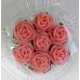 Сахарные цветы Розы с листиками 7 шт (розовые)