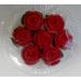 Сахарные цветы РОЗЫ С ЛИСТИКАМИ  7 шт ( красный)