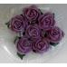 Сахарные цветы Розы с листиками 7 шт (сиреневые)