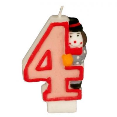 Свеча на торт цифра с клоуном Четыре